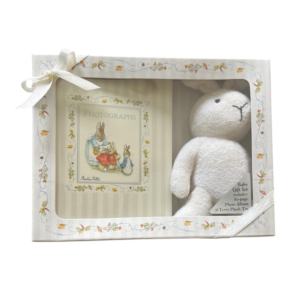 Beatrix Potter Peter Rabbit Photo Album & Terry Stuffed Animal Baby Gift Set